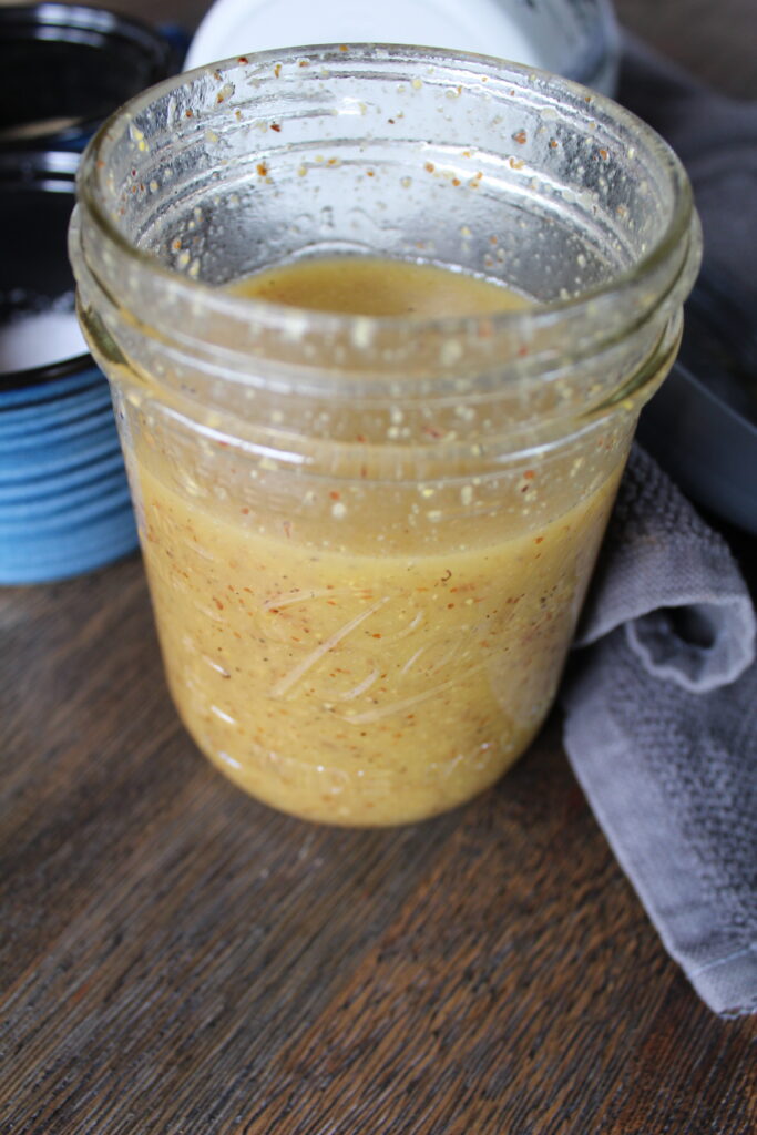 5 minute Maple Dijon Basil Vinaigrette in Mason Jar